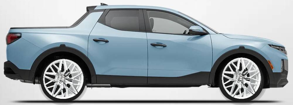 2023 Hyundai Santa Cruz on White Shift Spring Wheels