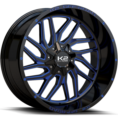 K2 Off-Road K20 Grid Iron Gloss Black Blue Milled