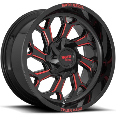 Moto Metal MO999 Gloss Black and Red Milled