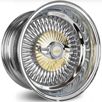 Luxor 80-Spoke Chrome with Gold Cover Bolt-On Knock-Off
