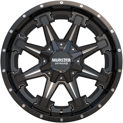 Mudster Offroad Dirt Beast Black with Milled Spoke Center