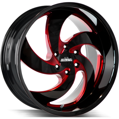 Strada Retro 5 Gloss Black with Candy Red Milling