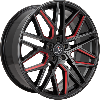 Impact Racing 602 Gloss Black and Red Milled