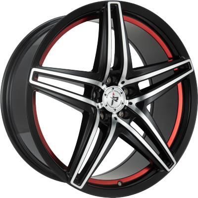 Impact Racing 604 Gloss Black Machined with Red Undercut