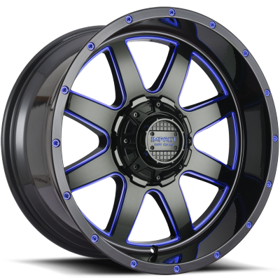 Impact Off-Road 804 Gloss Black with Blue Milling