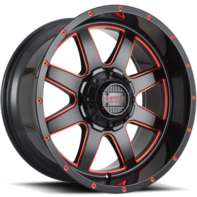 Impact Off-Road 804 Gloss Black with Red Milling