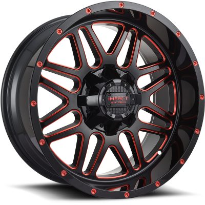 Impact Off-Road 806 Gloss Black with Red Milling