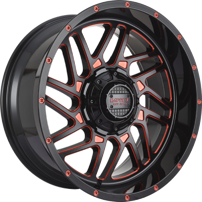 Impact Off-Road 808 Gloss Black with Red Milling