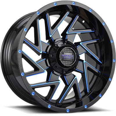 Impact Off-Road 809 Gloss Black with Blue Milling