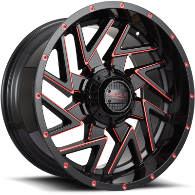 Impact Off-Road 809 Gloss Black with Red Milling