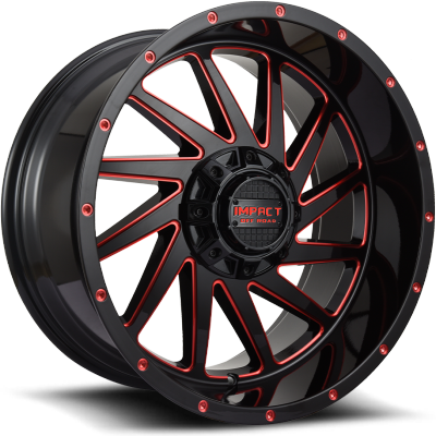 Impact Off-Road 811 Gloss Black with Red Milling