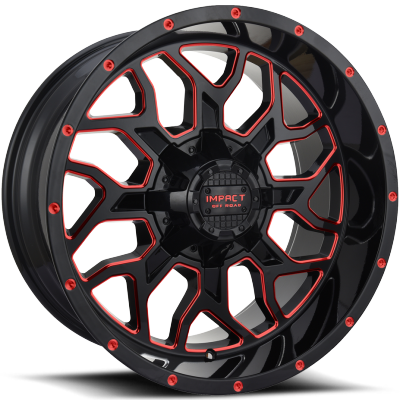 Impact Off-Road 813 Gloss Black with Red Milling