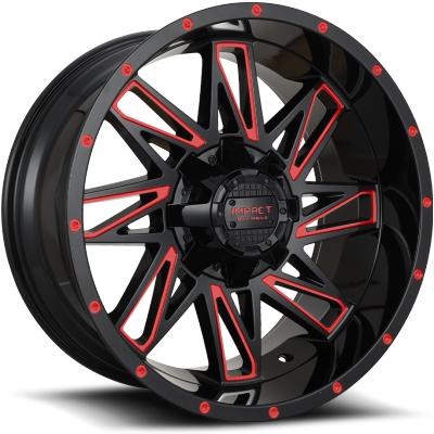 Impact Off-Road 814 Gloss Black with Red Milling