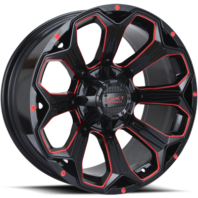 Impact Off-Road 817 Gloss Black with Red Milling