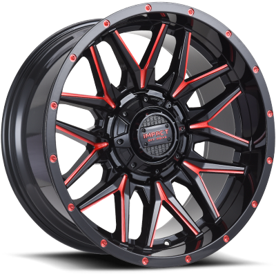 Impact Off-Road 819 Gloss Black with Red Milling