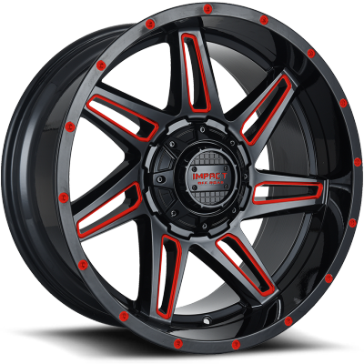 Impact Off-Road 820 Gloss Black with Red Milling