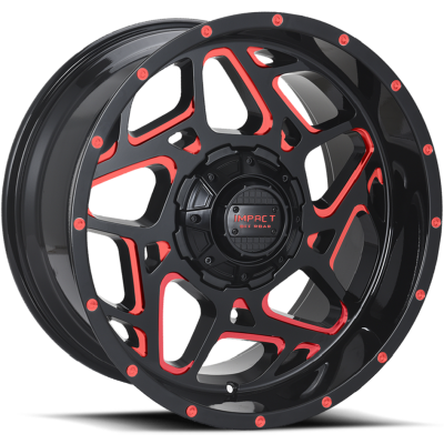 Impact Off-Road 822 Gloss Black with Red Milling