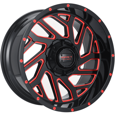 Impact Off-Road 823 Gloss Black with Red Milling