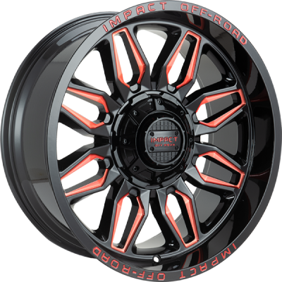 Impact Off-Road 827 Gloss Black with Red Milling
