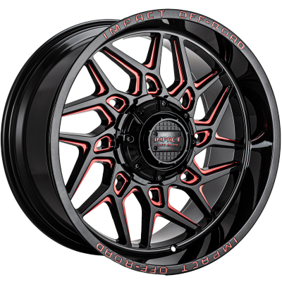 Impact Off-Road 829 Gloss Black with Red Milling