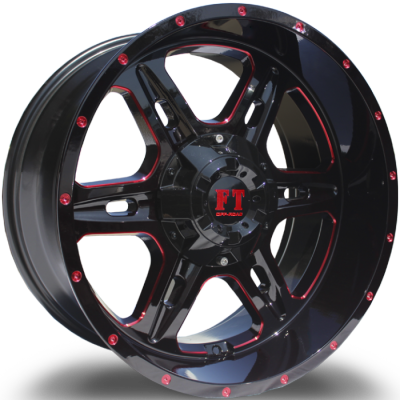 Full Throttle FT6054 Gloss Black and Red Milled