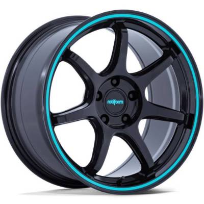 Rotiform BPU Gloss Black with Teal Stripe