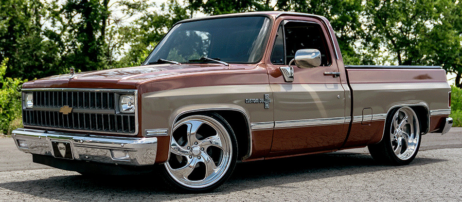 1982 Chevy C10 Square-Body on Center Line ST01 Polished Wheels 22x9 Front / 22x10 Rear